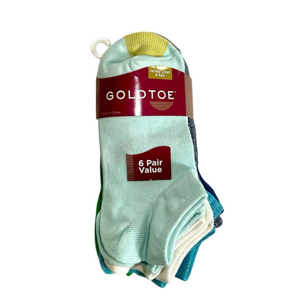 Gold Toe Blue & Green Ankle Socks 6 Pair Pack NWT